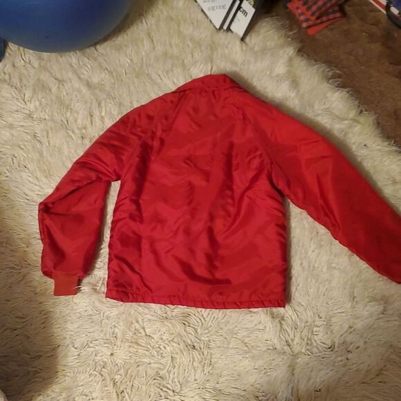 Vintage Red Kent Feeds Wiman Coat Jacket Men's Medium Sherpa Fleece Lined - Picture 7 of 11